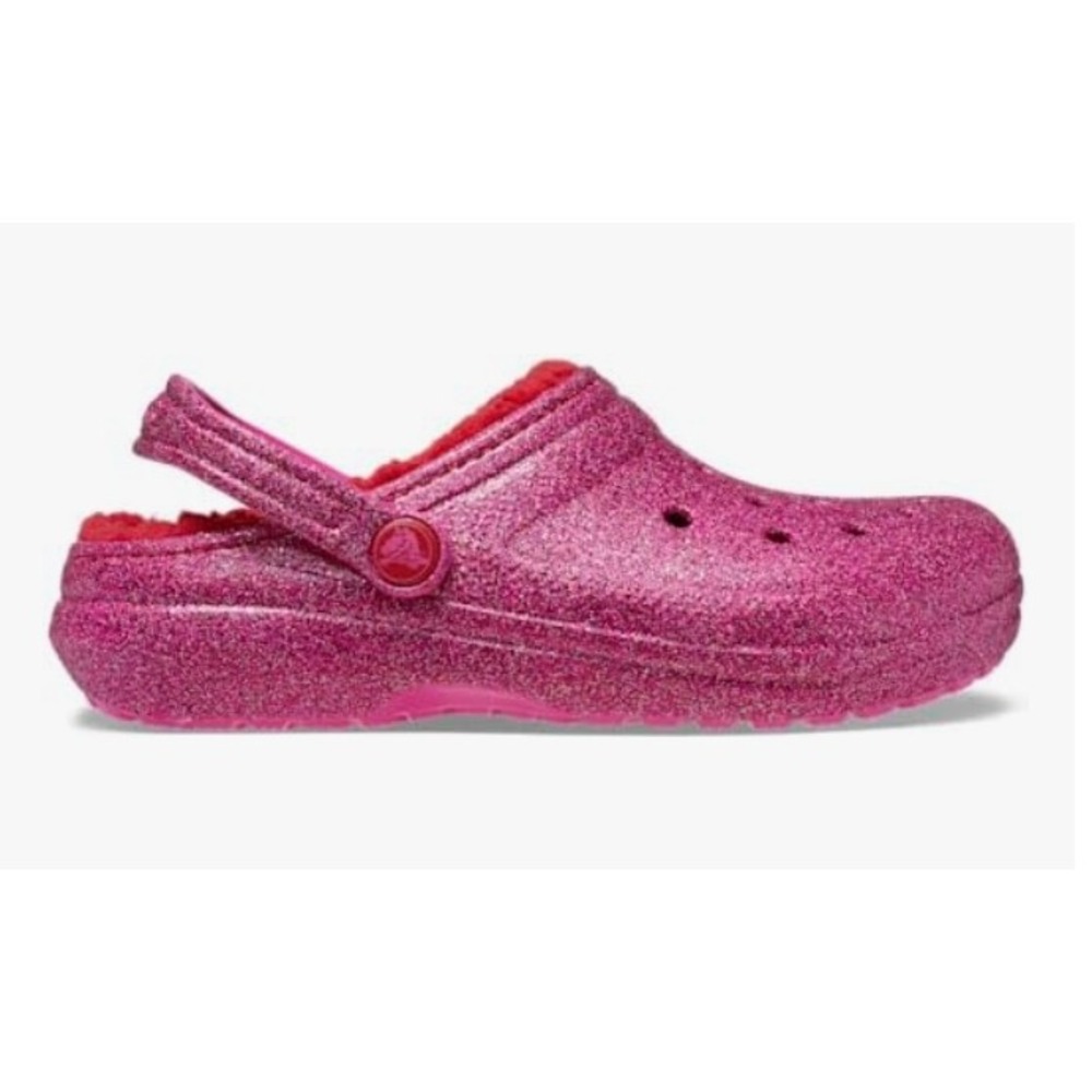 CROCS Classic Lined Glitter Clog NEW Womens 8 Juniors 6 Pink Sparkly Comfort